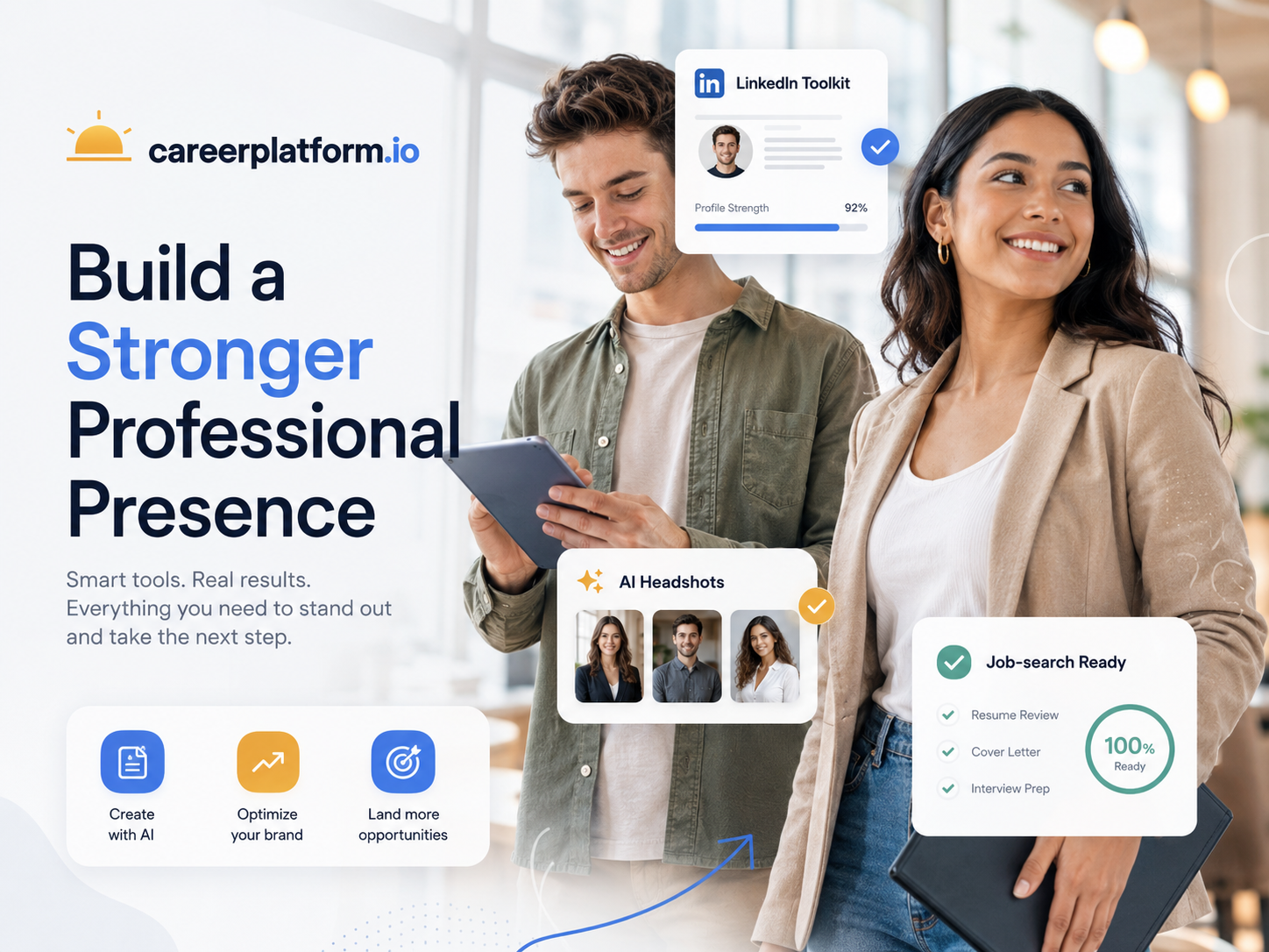 CareerPlatform LinkedIn Toolkit and AI Headshots helping users build a stronger professional presence